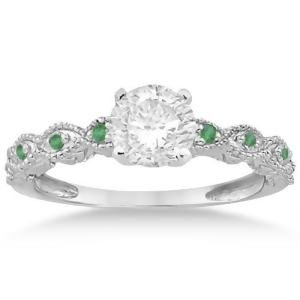 Vintage Marquise Emerald Engagement Ring Palladium 0.18ct - All
