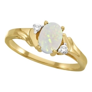 Oval Opal and Diamond Ring in 14K Yellow Gold 0.46ct - All
