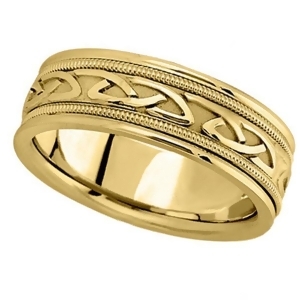 Hand Made Celtic Wedding Band in 18k Yellow Gold 6mm - All