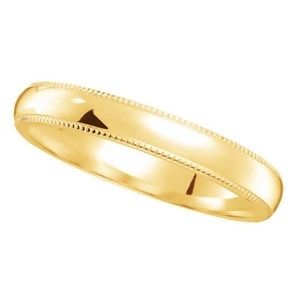 18K Yellow Gold Wedding Band Dome Comfort-Fit Milgrain 3mm - All
