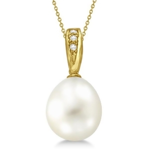Cultured Paspaley South Sea Pearl and Diamond Pendant 14K Yellow Gold 12mm - All