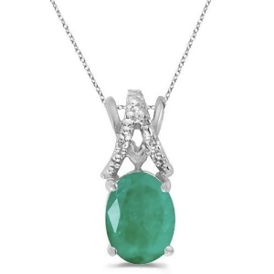 Emerald and Diamond Solitaire Pendant 14k White Gold 1.10tcw - All