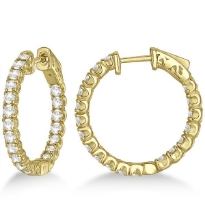 Medium Round Diamond Hoop Earrings 14k Yellow Gold 2.00ct - All