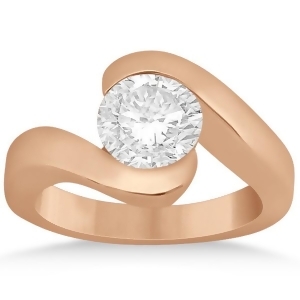 Twisted Bypass Solitaire Tension Set Engagement Ring 14k Rose Gold - All