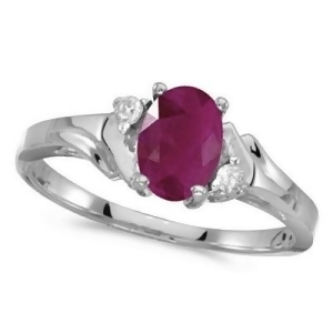 Oval Ruby and Diamond Ring in 14K White Gold 0.95ct - All