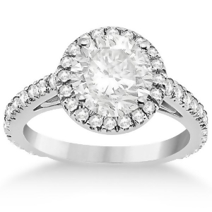 Eternity Pave Halo Diamond Engagement Ring 18K White Gold 0.72ct - All