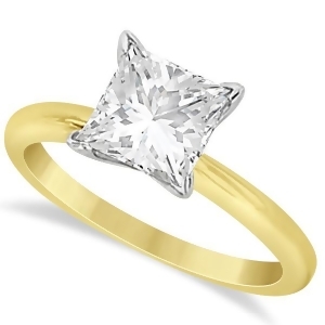 Moissanite Solitaire Engagement Ring Princess Cut 14K Y. Gold 3.00ct - All