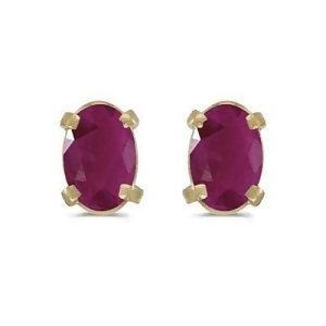 Oval Ruby Studs July Birthstone Earrings 14k Yellow Gold 1.20ct - All