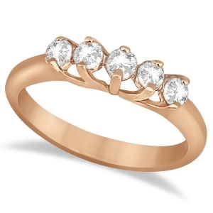 Five Stone Diamond Wedding Band For Women 18k Rose Gold 0.50ct - All