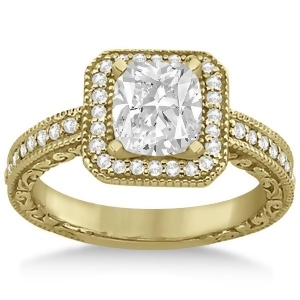 Milgrain Square Halo Diamond Engagement Ring 14kt Yellow Gold 0.32ct - All