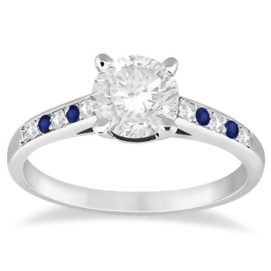 Cathedral Sapphire and Diamond Engagement Ring 14k White Gold 0.20ct - All