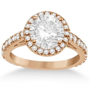 Eternity Pave Halo Diamond Engagement Ring 18K Rose Gold 0.72ct - All