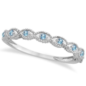 Antique Marquise Shape Blue Topaz Wedding Ring Palladium 0.18ct - All
