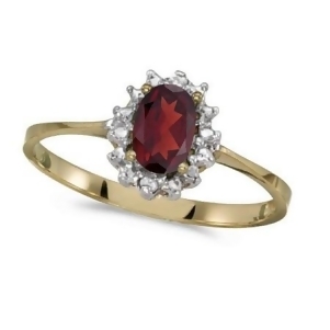 Garnet and Diamond Right Hand Flower Shaped Ring 14k Yellow Gold 0.55ct - All
