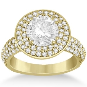 Pave Diamond Double Halo Engagement Ring 14k Yellow Gold 1.09ct - All