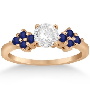 Designer Blue Sapphire Floral Engagement Ring 18k Rose Gold 0.35ct - All