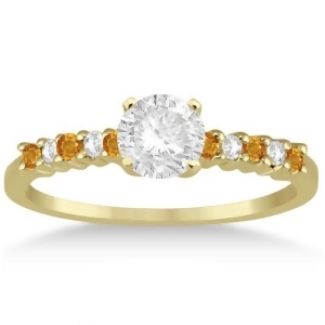 Petite Diamond and Citrine Engagement Ring 18k Yellow Gold 0.15ct - All