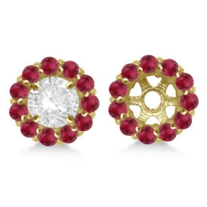 Round Ruby Earring Jackets for 8mm Studs 14K Yellow Gold 1.44ct - All