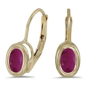 Bezel-set Oval Ruby Lever-Back Earrings 14k Yellow Gold - All