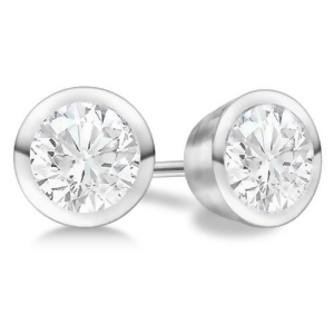 1.00Ct. Bezel Set Diamond Stud Earrings 18kt White Gold H Si1-si2 - All