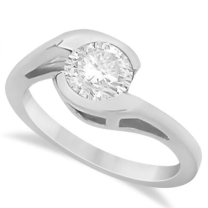 Solitaire Moissanite Bypass Engagement Ring in 14K White Gold 1.00ctw - All