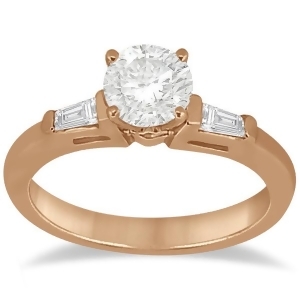 Three Stone Baguette Diamond Engagement Ring 14K Rose Gold 0.20ct - All
