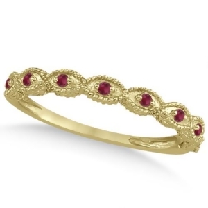 Antique Marquise Shape Ruby Wedding Ring 14k Yellow Gold 0.18ct - All