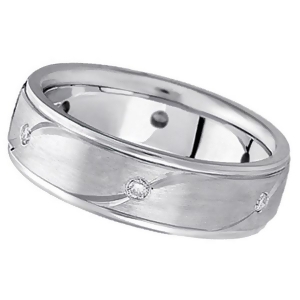 Men's Burnished Diamond Wedding Ring in Palladium 0.18 ctw - All