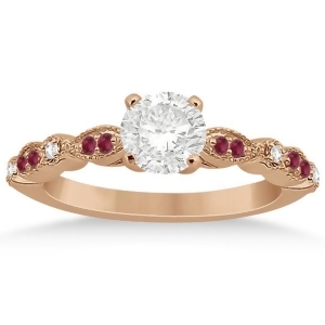 Ruby and Diamond Marquise Engagement Ring 14k Rose Gold 0.20ct - All