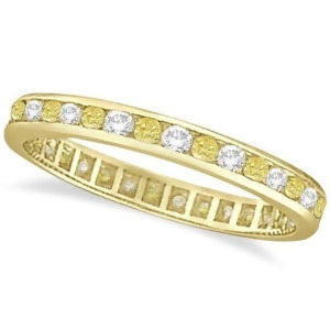 Channel-set Yellow and White Diamond Eternity Ring 14k Y Gold 1.00ct - All