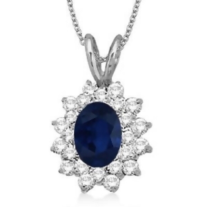 Blue Sapphire and Diamond Accented Pendant 14k White Gold 1.60ctw - All