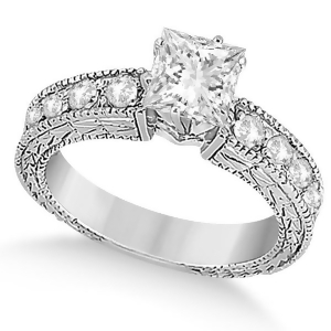 Princess-cut Diamond Vintage Engagement Ring 14k White Gold 1.75ct - All