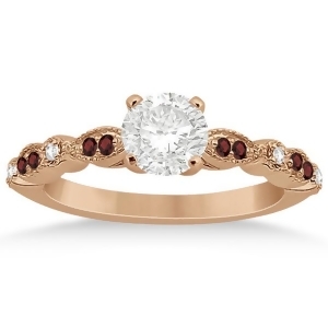 Marquise and Dot Garnet and Diamond Engagement Ring 14k Rose Gold 0.24ct - All