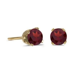 Round Garnet Studs Earrings in 14k Yellow Gold 0.60 ct - All