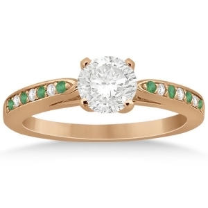 Cathedral Green Emerald Diamond Engagement Ring 18k Rose Gold 0.22ct - All