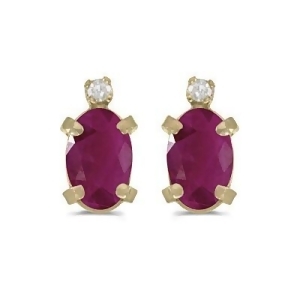 Oval Ruby and Diamond Studs Earrings 14k Yellow Gold 1.20ct - All