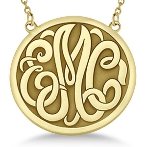 Engraved Initial Circle Monogram Pendant Necklace in 14k Yellow Gold - All