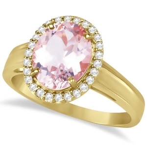 Diamond and Oval Pink Morganite Ring in 14K Yellow Gold 2.43ct - All