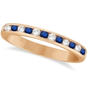 Channel-set Blue Sapphire and Diamond Ring 14k Rose Gold 0.40ct - All