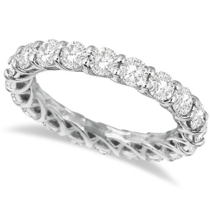 Luxury Diamond Eternity Anniversary Ring Band 14k White Gold 3.50ct - All
