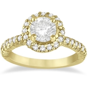 Round Diamond Halo Engagement Ring Setting 14k Yellow Gold 0.75ct - All