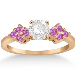 Designer Pink Sapphire Floral Engagement Ring 18k Rose Gold 0.35ct - All
