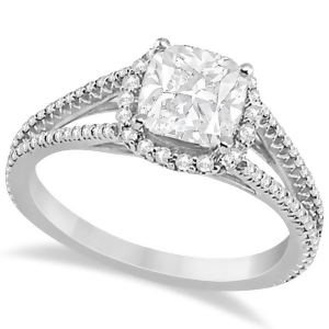 Cushion Cut Moissanite Engagement Ring Diamond Halo 14K W. Gold 1.84ct - All