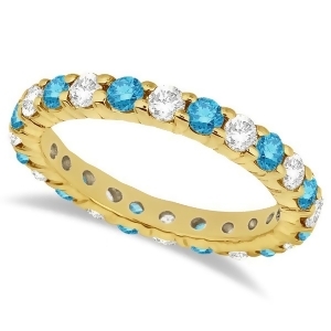 Fancy Blue and White Diamond Eternity Ring Band 14k Yellow Gold 2.00ct - All