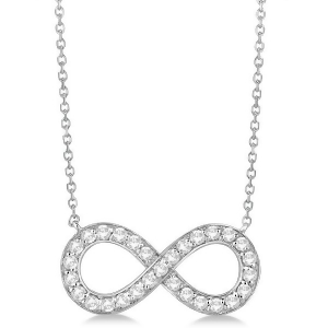 Pave Diamond Infinity Twist Pendant Necklace 14k White Gold 0.37ct - All