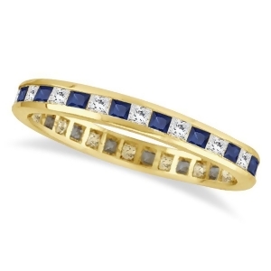 Princess-cut Sapphire and Diamond Eternity Ring 14k Yellow Gold 1.26ct - All