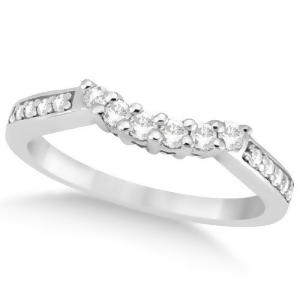 Floral Contour Band Diamond Wedding Ring 18k White Gold 0.28ct - All