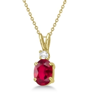 Oval Ruby Pendant with Diamonds 14K Yellow Gold 1.11ctw - All
