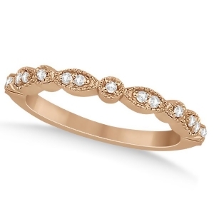 Petite Marquise and Dot Diamond Wedding Band in 18k Rose Gold 0.13ct - All