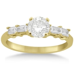 Five Stone Diamond Baguette Engagement Ring 18K Yellow Gold 0.36ct - All